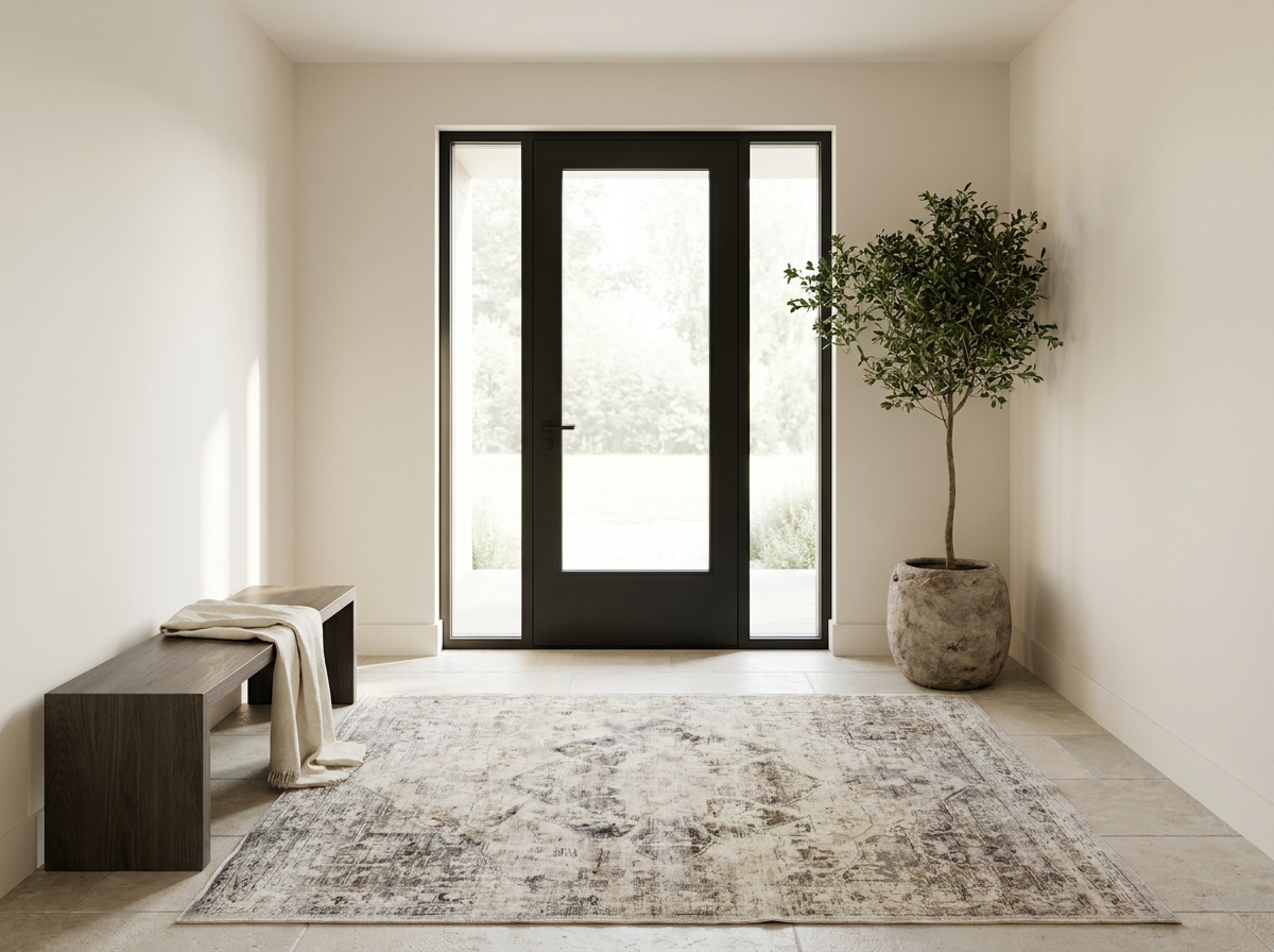 Brio vintage rug in a modern entryway