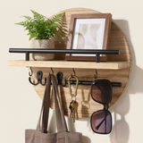 Round Wall Organizer — Beige/Black, front view