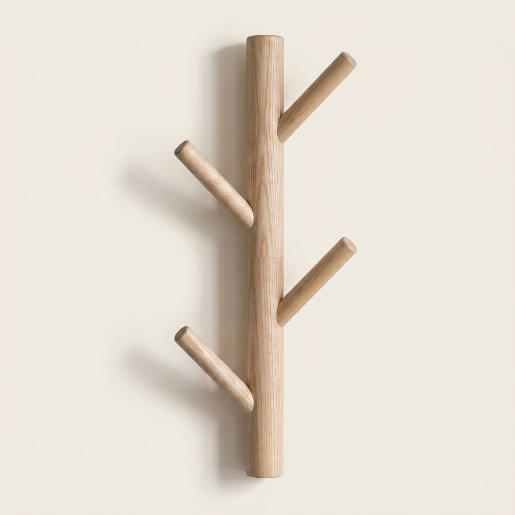 Branchio Tree-Branch Coat Rack — Khaki, angled view