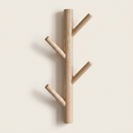 Branchio Tree-Branch Coat Rack — Khaki, angled view