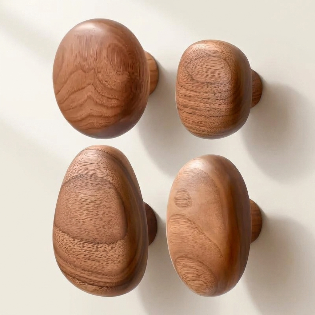Rondis Pebble Wall Hangers — Walnut set of 4