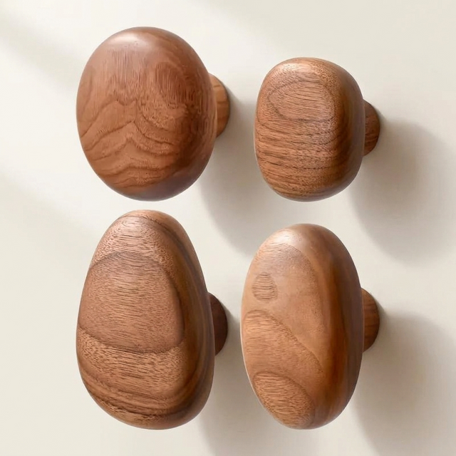 Rondis Pebble Wall Hangers — Walnut set of 4