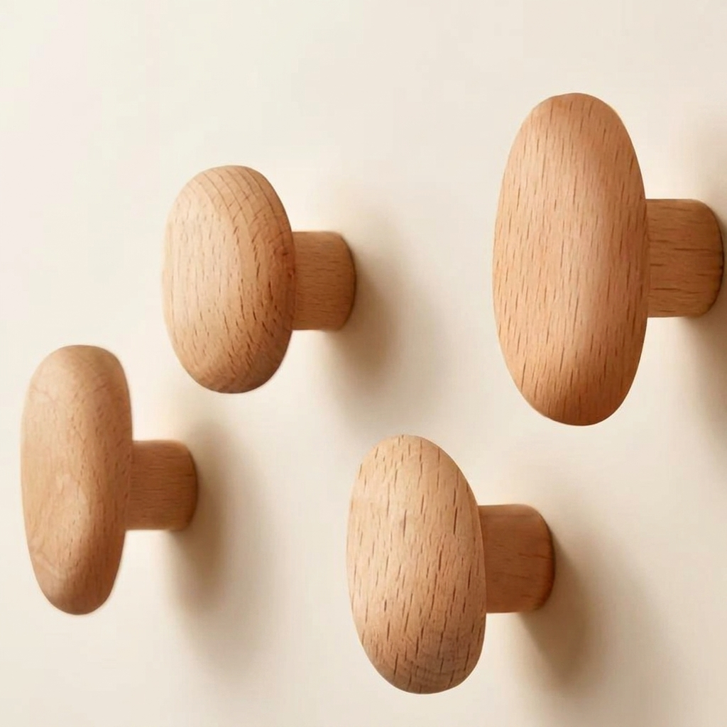 Rondis Pebble Wall Hangers — Beech set of 4