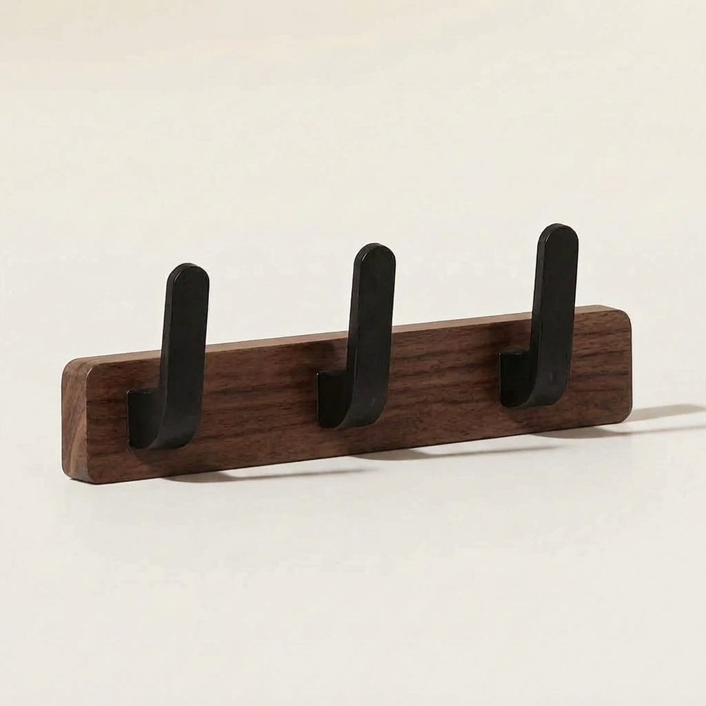 Upward-Curving Pegs Coat Rack — Walnut, front view