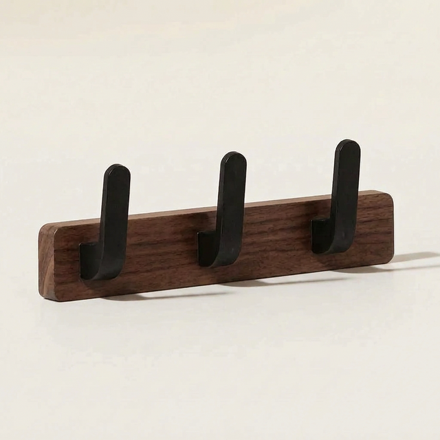 Upward-Curving Pegs Coat Rack — Walnut, front view