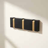 Foldable Wall Hook Rack — Black/Gold, hooks open and empty