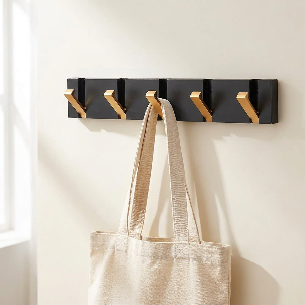 Foldable Wall Hook Rack — with canvas tote bag