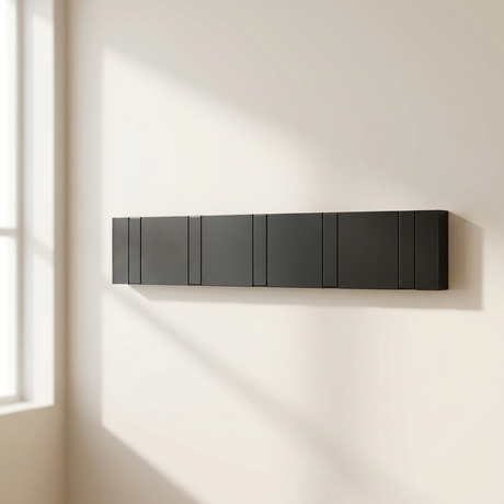 Foldable Wall Hook Rack — Black, hooks folded flat