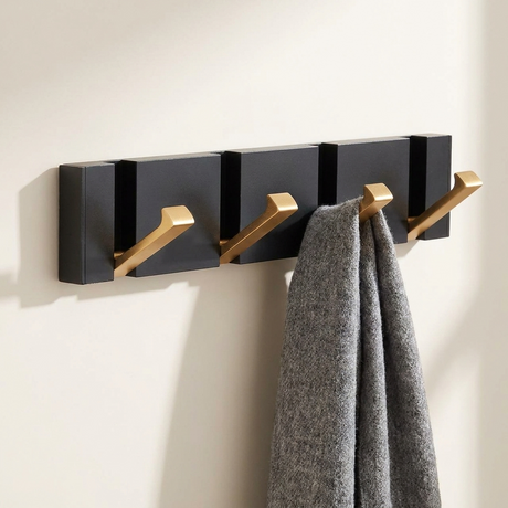 Foldable Wall Hook Rack — with grey wool scarf