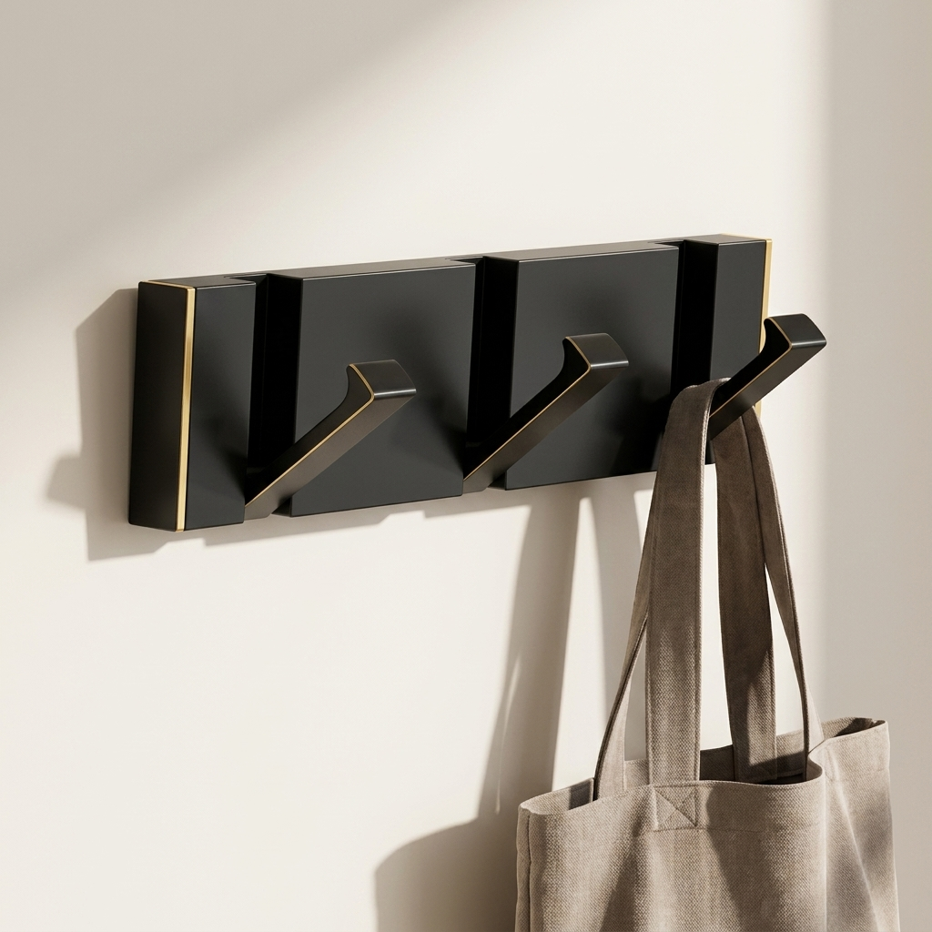 Foldable Wall Hook Rack — with taupe tote