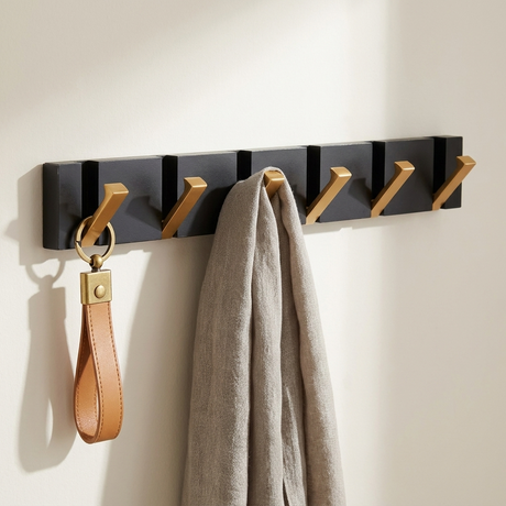 Foldable Wall Hook Rack — with linen scarf and key strap