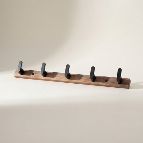 Upward-Curving Pegs Coat Rack — Walnut, second angle