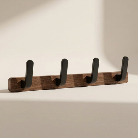 Upward-Curving Pegs Coat Rack — Walnut 3-hook