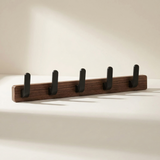 Upward-Curving Pegs Coat Rack — Walnut 4-hook
