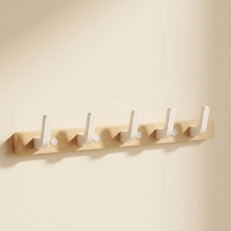 Upward-Curving Pegs Coat Rack — Beech 3-hook