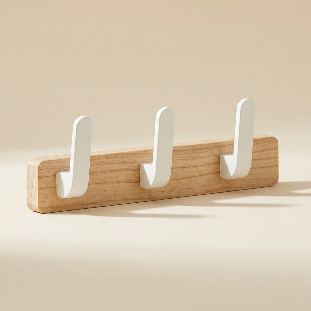 Upward-Curving Pegs Coat Rack — Beech 5-hook