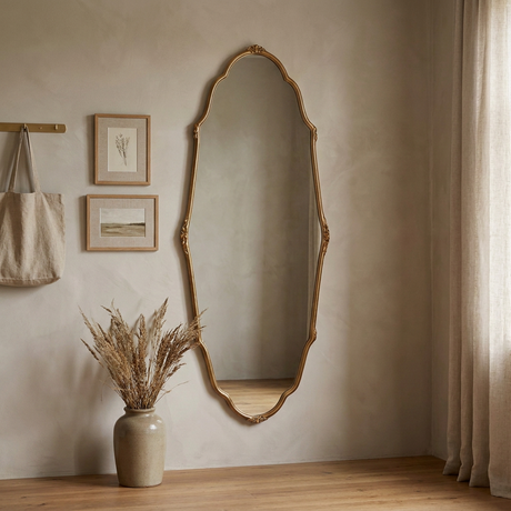 Vintage Full-Length Wall Mirror, French-Inspired — in a wall arrangement with oak frames