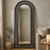 Wisteria Arch Full Length Mirror, Woven Lattice — hero in a lounge
