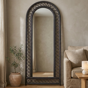 Wisteria Arch Full Length Mirror, Woven Lattice — hero in a lounge