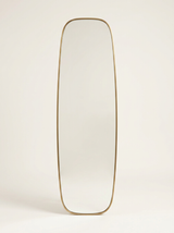 Modern Oval Full Length Wall Mirror, Slim Brass Frame — catalogue view on a plain backdrop