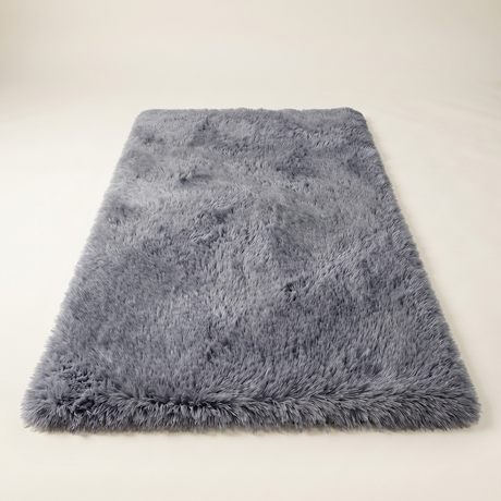 Long Pile Shaggy Area Rug — Grey