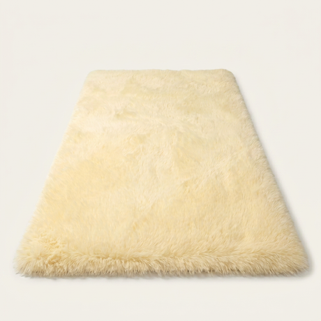 Long Pile Shaggy Area Rug — Light yellow
