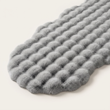 Plush Faux Fur Runner Rug — Grey, full view on off-white backdrop
