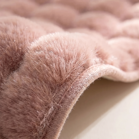 Plush Faux Fur Runner Rug — Pink, dense long pile texture detail