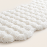 Plush Faux Fur Runner Rug — White, angled close view