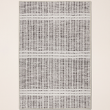 Malta grey striped washable area rug — full view on off-white backdrop