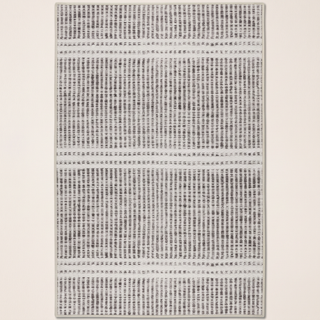 Malta grey striped washable area rug — full view on off-white backdrop