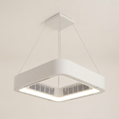 Modern bladeless ceiling fan light — pendant version, front view