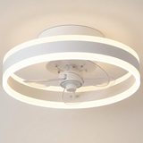 Modern gold flush mount ceiling fan - White finish hero shot