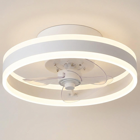 Modern gold flush mount ceiling fan - White finish hero shot