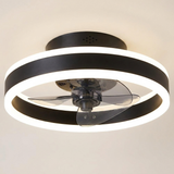 Modern gold flush mount ceiling fan - Black finish hero shot