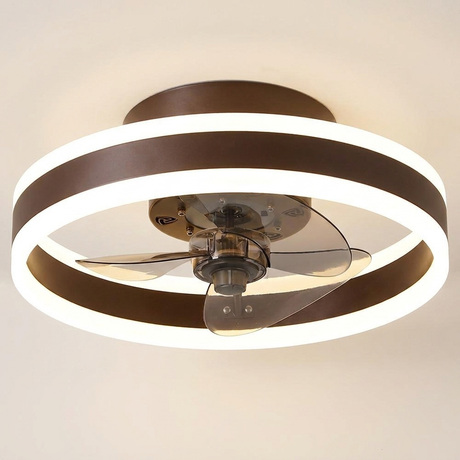 Modern gold flush mount ceiling fan - Coffee finish hero shot