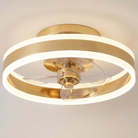 Modern gold flush mount ceiling fan - Gold finish hero shot