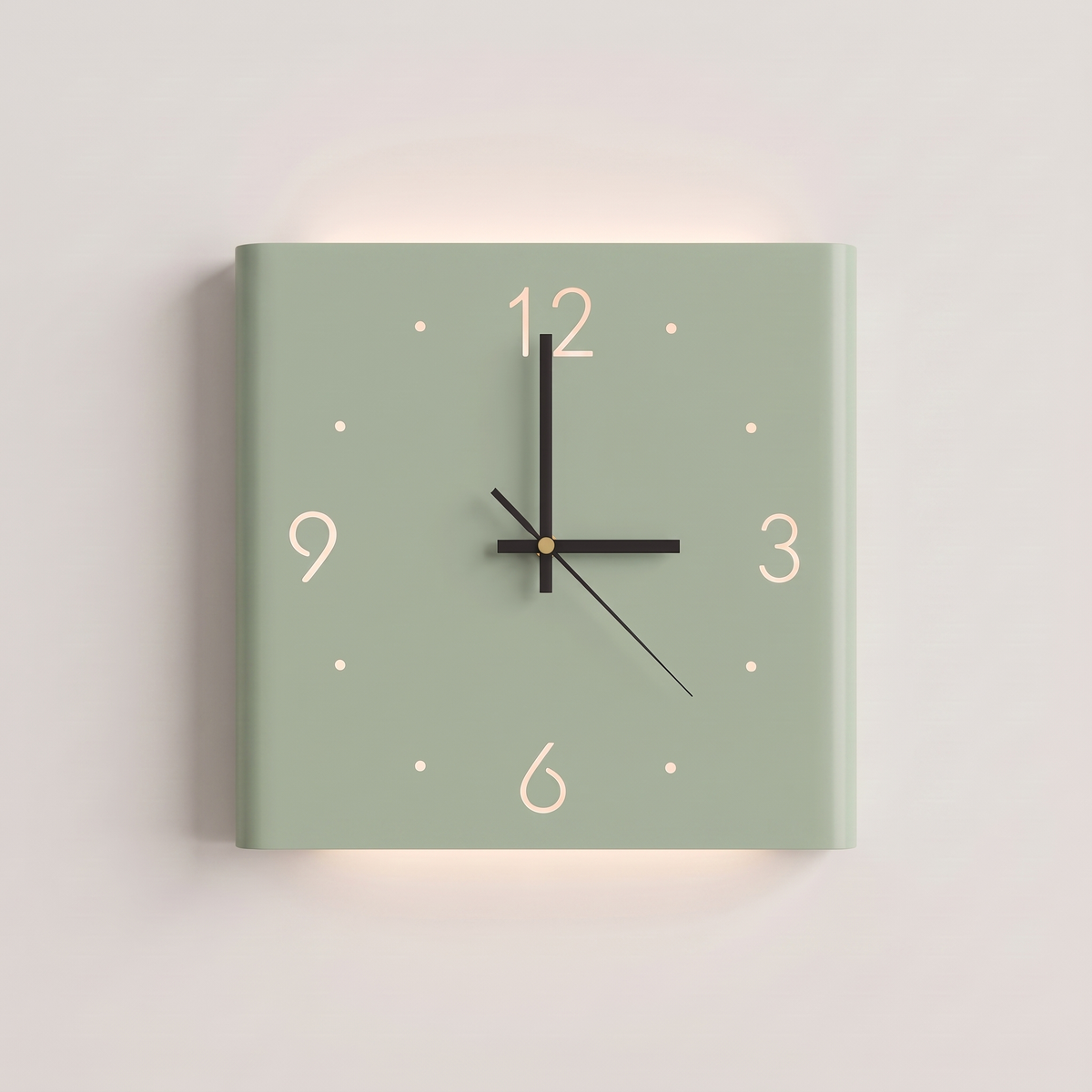 Glow Wall Clock Lamp — Green Single Sided