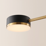 Pylon Arm Chandelier black and gold cylinder head and arm detail