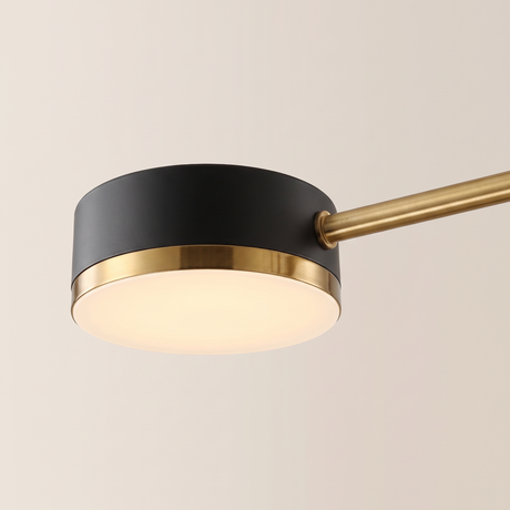 Pylon Arm Chandelier black and gold cylinder head and arm detail