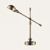 Brass Boom-Arm Desk Lamp - antique brass finish, front view