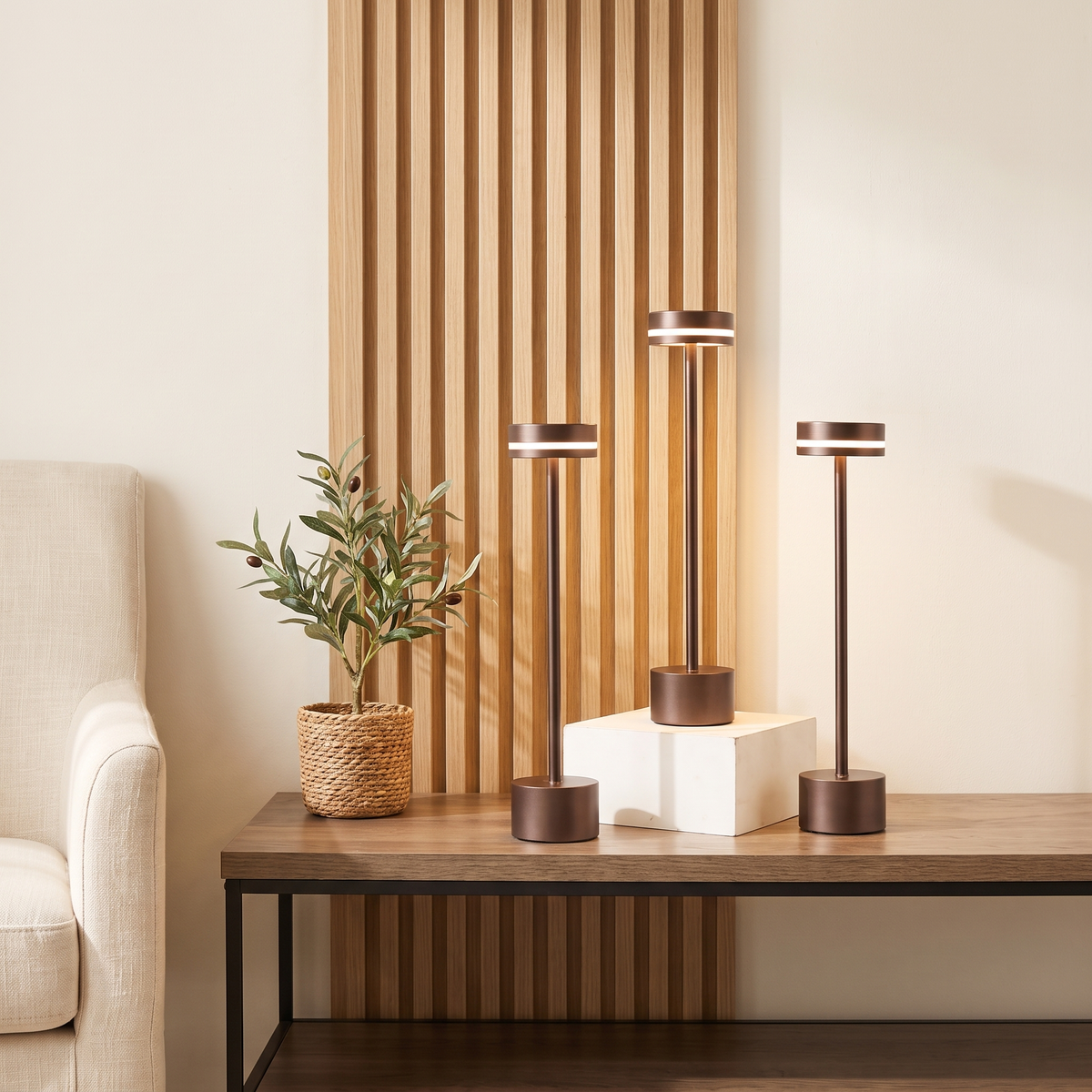 Drift Aluminum Table Lamp — console lifestyle