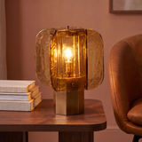Amber Glass Table Lamp — leather-chair lifestyle