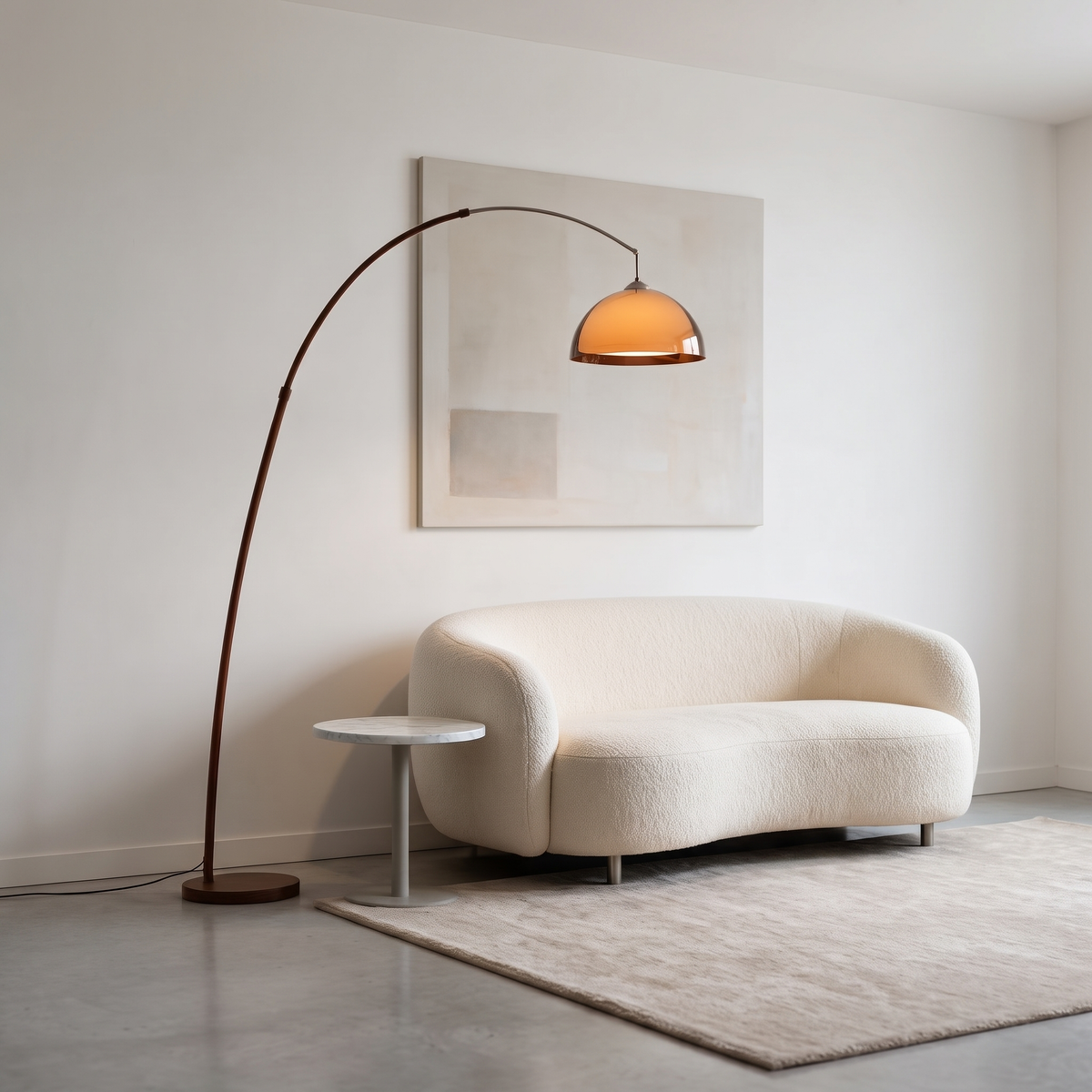 Linden Arc Floor Lamp — living room lifestyle