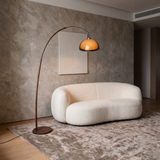 Linden Arc Floor Lamp — feature wall lifestyle