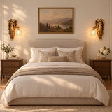 Seraphina Crystal Wall Sconce - left and right pair mounted above bedside tables in a cream bedroom