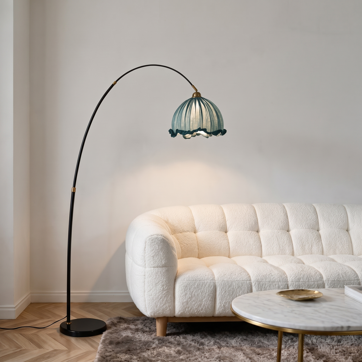 Arden Arc Floor Lamp — living room lifestyle