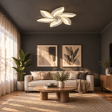 Decorative Ceiling Fan — White fan in charcoal living room