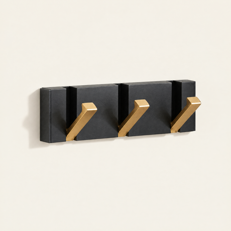 Foldable Hook Rack — Black/Gold, 3 hooks