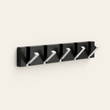Foldable Hook Rack — Black rail, silver hooks, 5 hooks